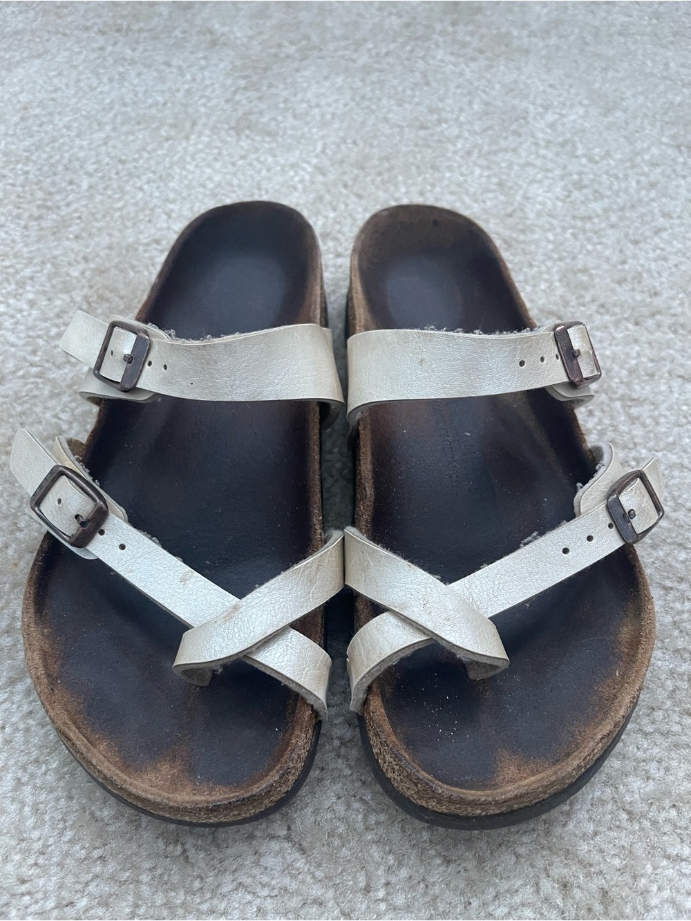 Birkenstock White Leather Crisscross Buckle Sandals